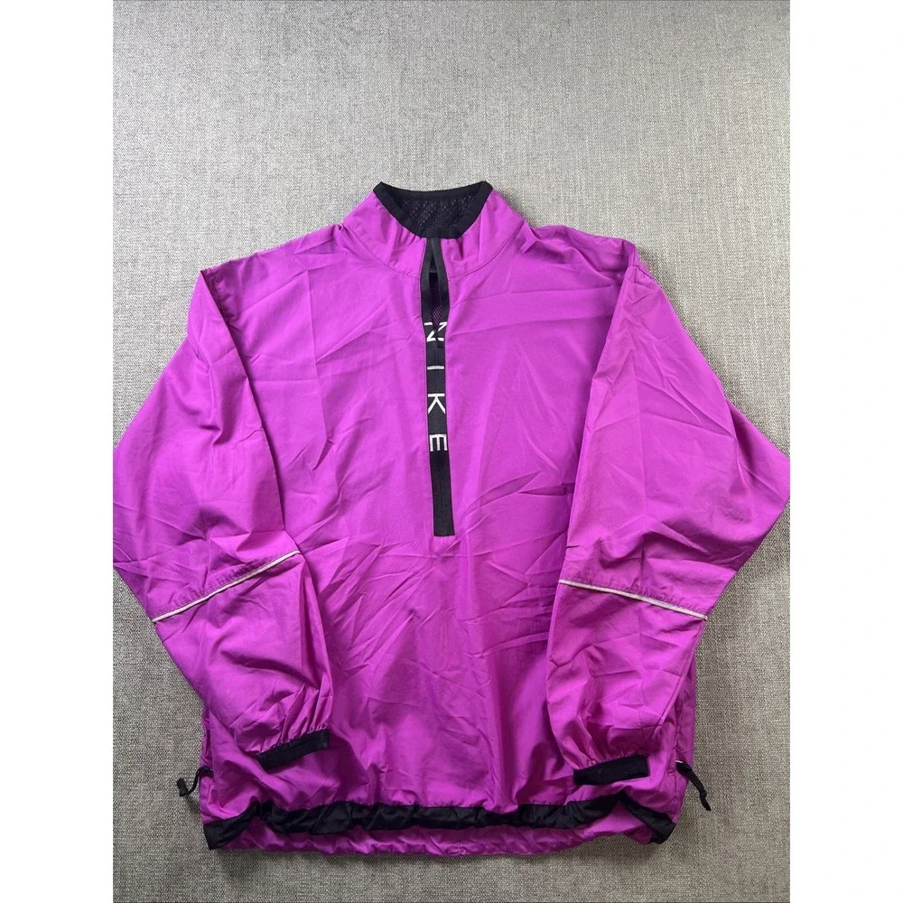 Vintage Nike 1/2 Zip Pullover Women's Medium Purple Spellout Zip Pockets Running